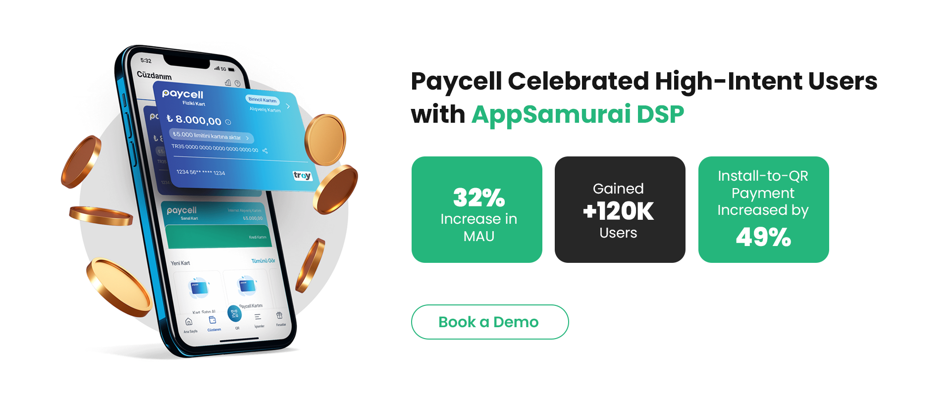 Paycell Case Study: 32% MAU increase, +120K users, 49% QR payment increase with AppSamurai DSP